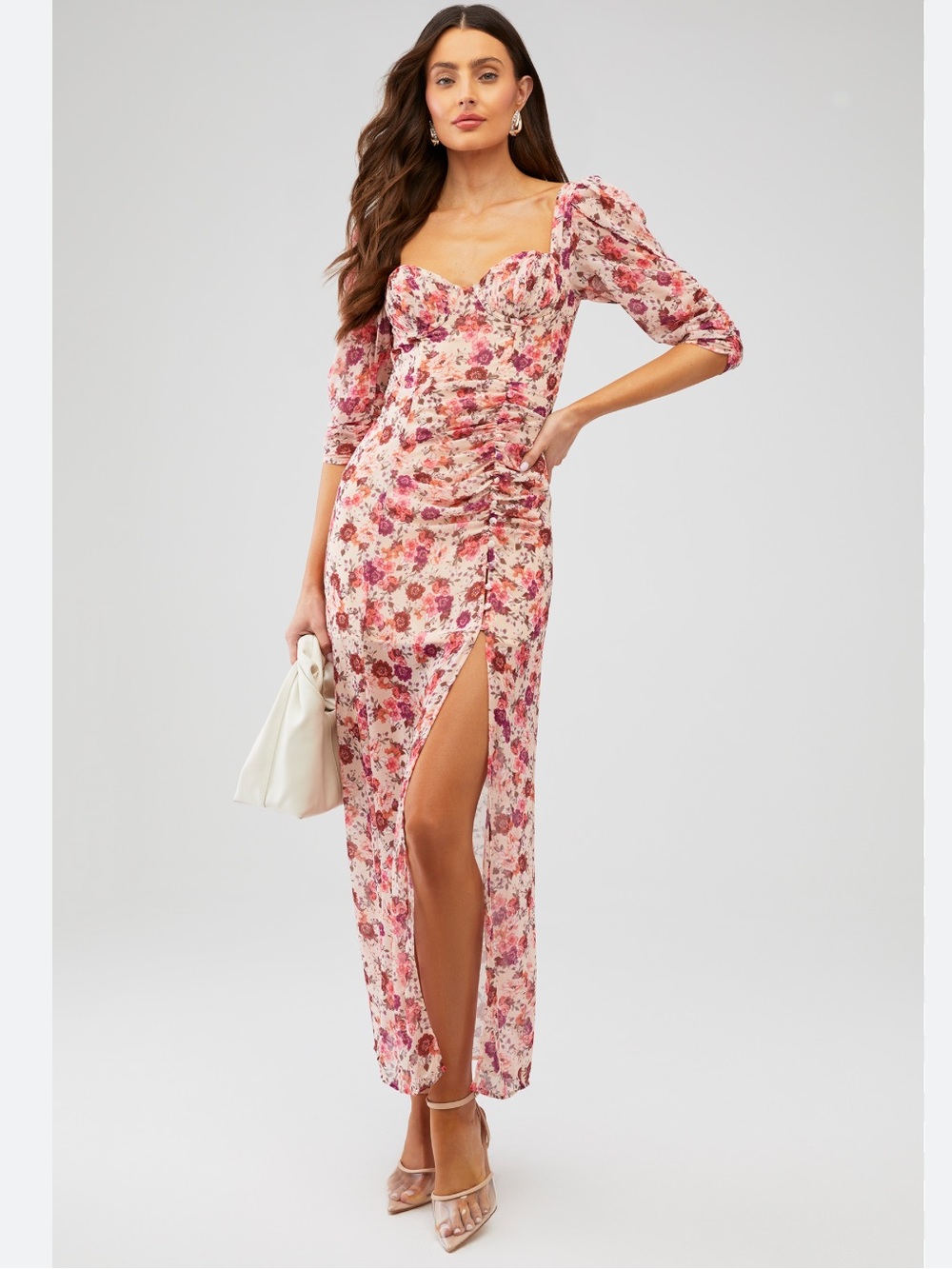 For Love & Lemons Evie Maxi Dress Tea Rose Floral S